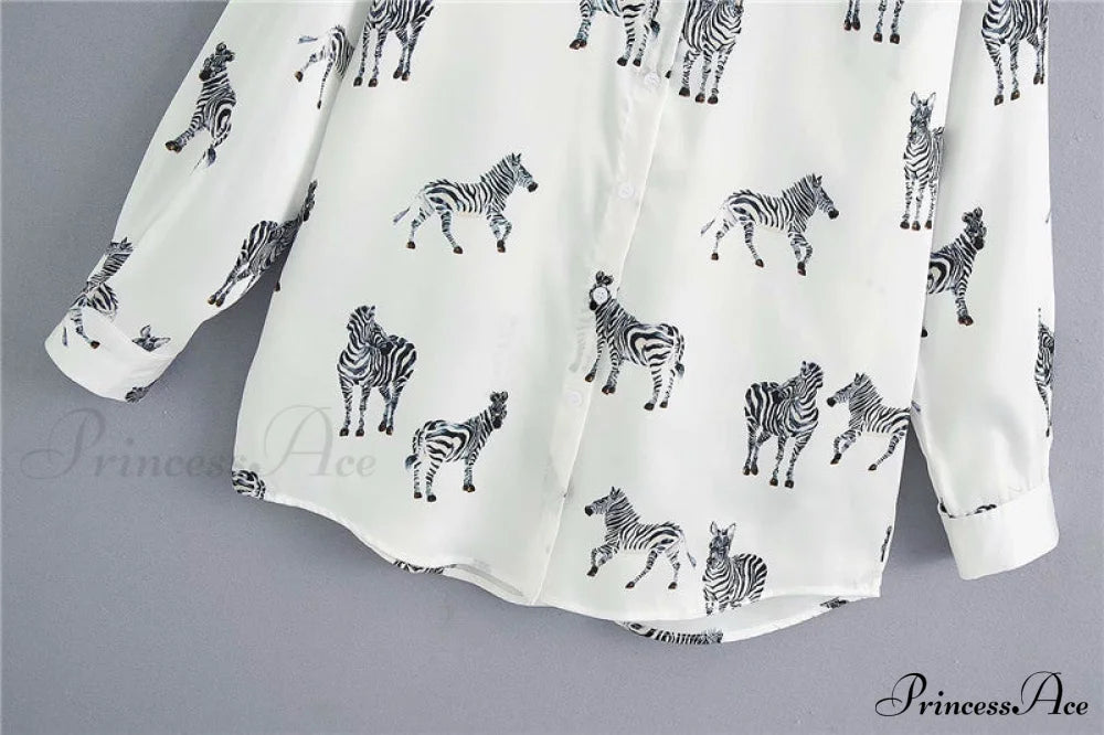with Satin Blouse Design Arm - Long Women's Zebra Top image 24