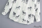 with Satin Blouse Design Arm - Long Women's Zebra Top image 24