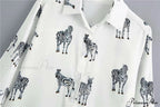 with Satin Blouse Design Arm - Long Women's Zebra Top image 23