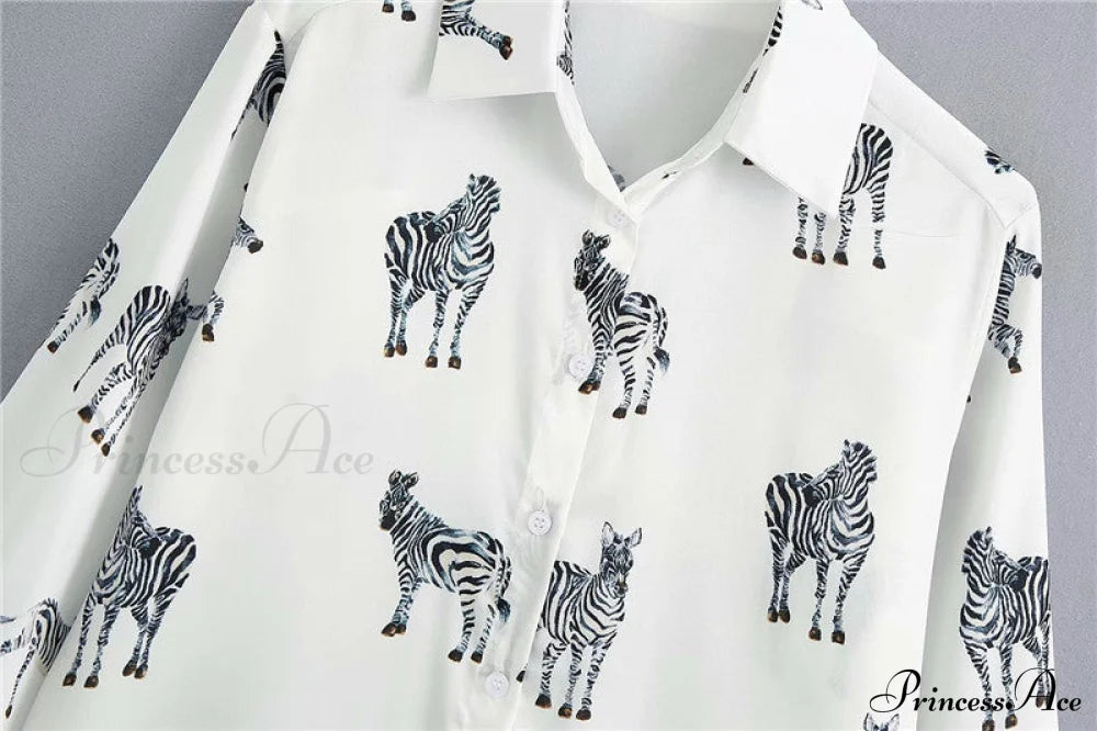 with Satin Blouse Design Arm - Long Women's Zebra Top image 23