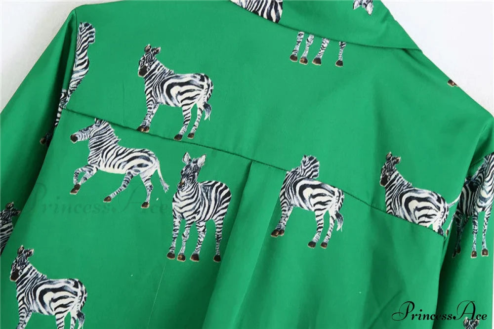 with Satin Blouse Design Arm - Long Women's Zebra Top image 30