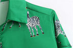 with Satin Blouse Design Arm - Long Women's Zebra Top image 28