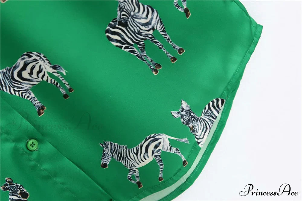 with Satin Blouse Design Arm - Long Women's Zebra Top image 31