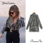 with Satin Blouse Design Arm - Long Women's Zebra Top image 13