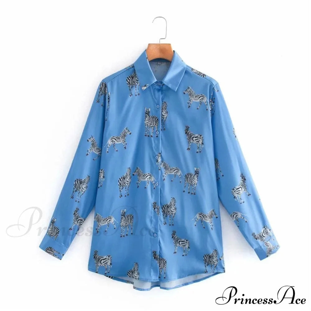 with Satin Blouse Design Arm - Long Women's Zebra Top image 10