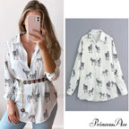 with Satin Blouse Design Arm - Long Women's Zebra Top image 14