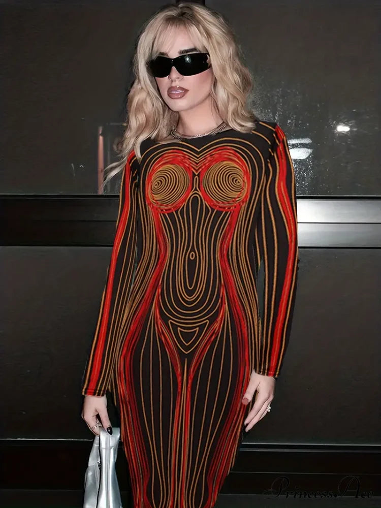 with Striped Long Body Shape Out Design Gown Cut Sleeves image 2