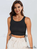 with Tank Round Neck Ruched Drawstring image 1