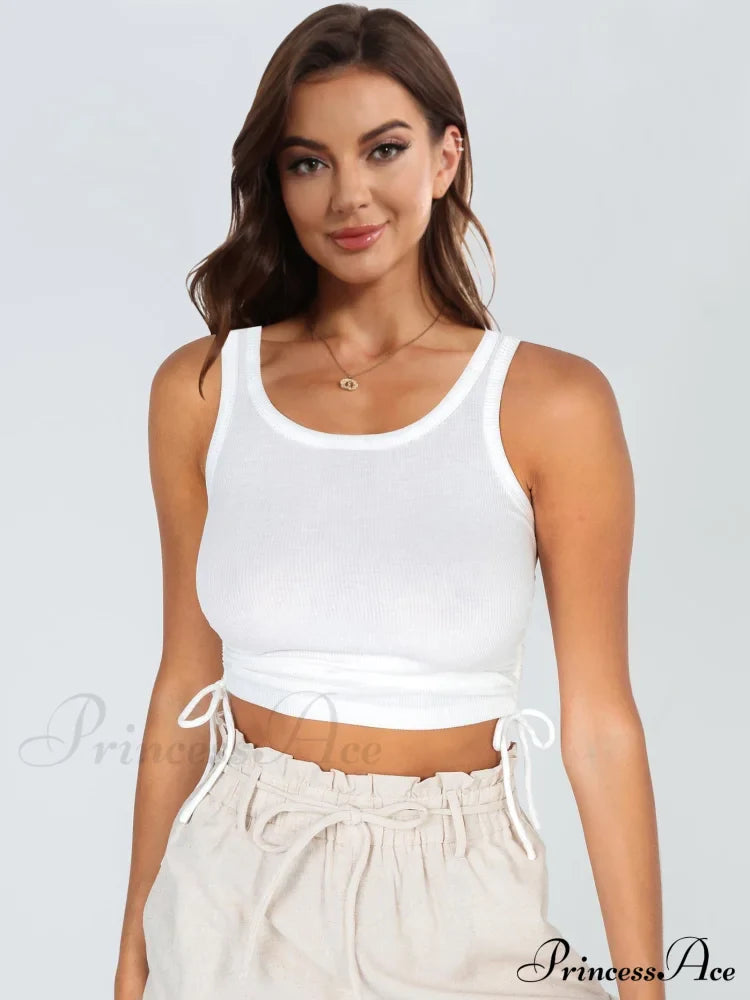 with Tank Round Neck Ruched Drawstring image 4