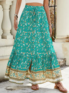 Women Boho Maxi Skirts Button Down Floral A-line Hippie Chic image 4