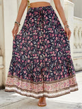 Women Boho Maxi Skirts Button Down Floral A-line Hippie Chic image 7