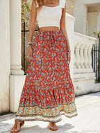 Women Boho Maxi Skirts Button Down Floral A-line Hippie Chic image 2