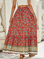 Women Boho Maxi Skirts Button Down Floral A-line Hippie Chic image 3