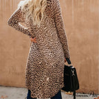 Women Cardigan Long Sleeve Leopard Kimono Shawl Loose Coat image 2