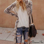Women Cardigan Long Sleeve Leopard Kimono Shawl Loose Coat image 4