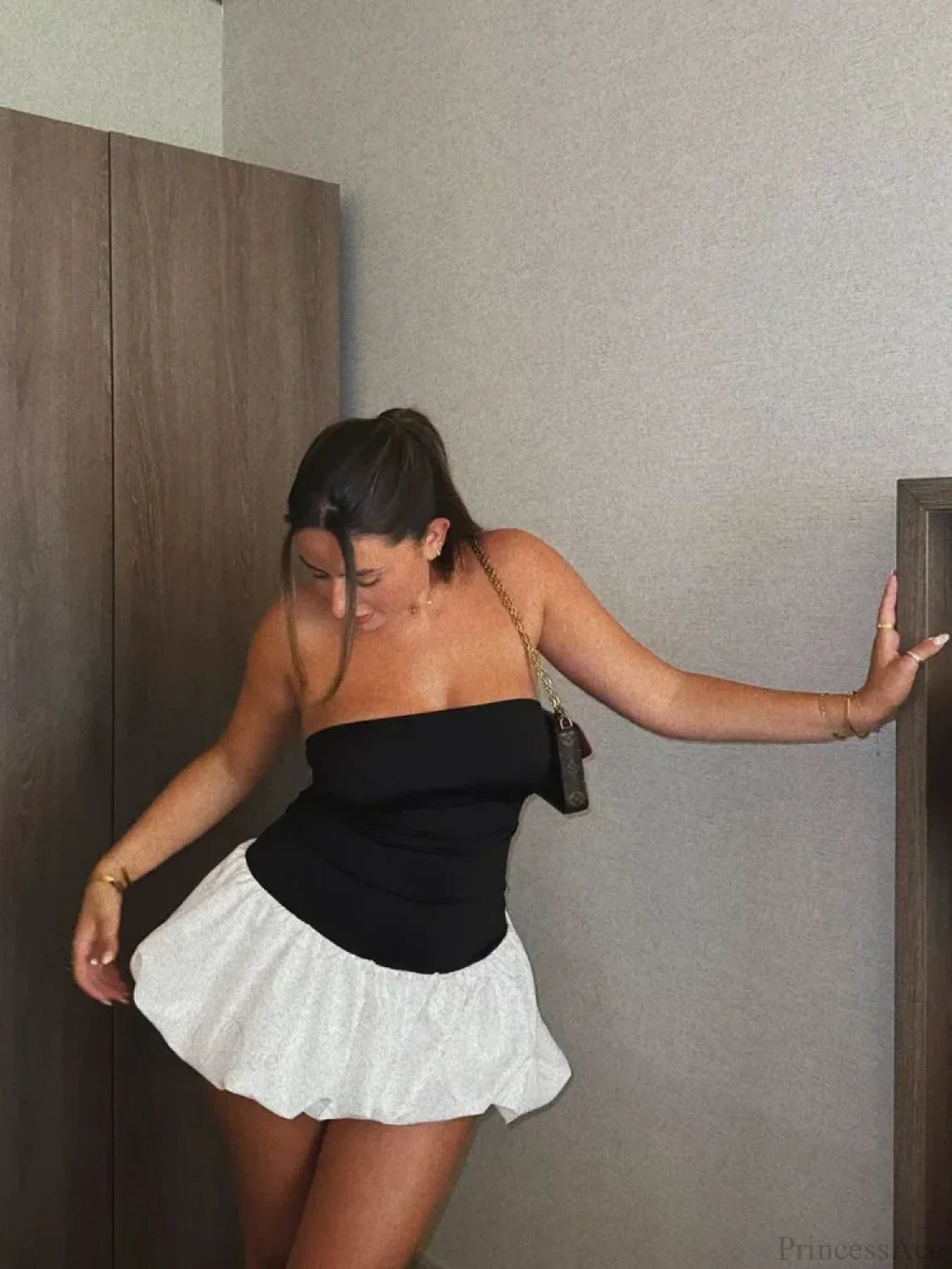Women Chic Skinny Spliced Backless Flower Bud Mini Sexy Party Dress image 2