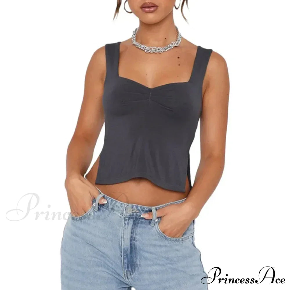 Women Color Casual Basics Camisoles Sleeveless Sling Summer Slim Fit Exposed Navel Vests Crops Streetwear Tank top image 9