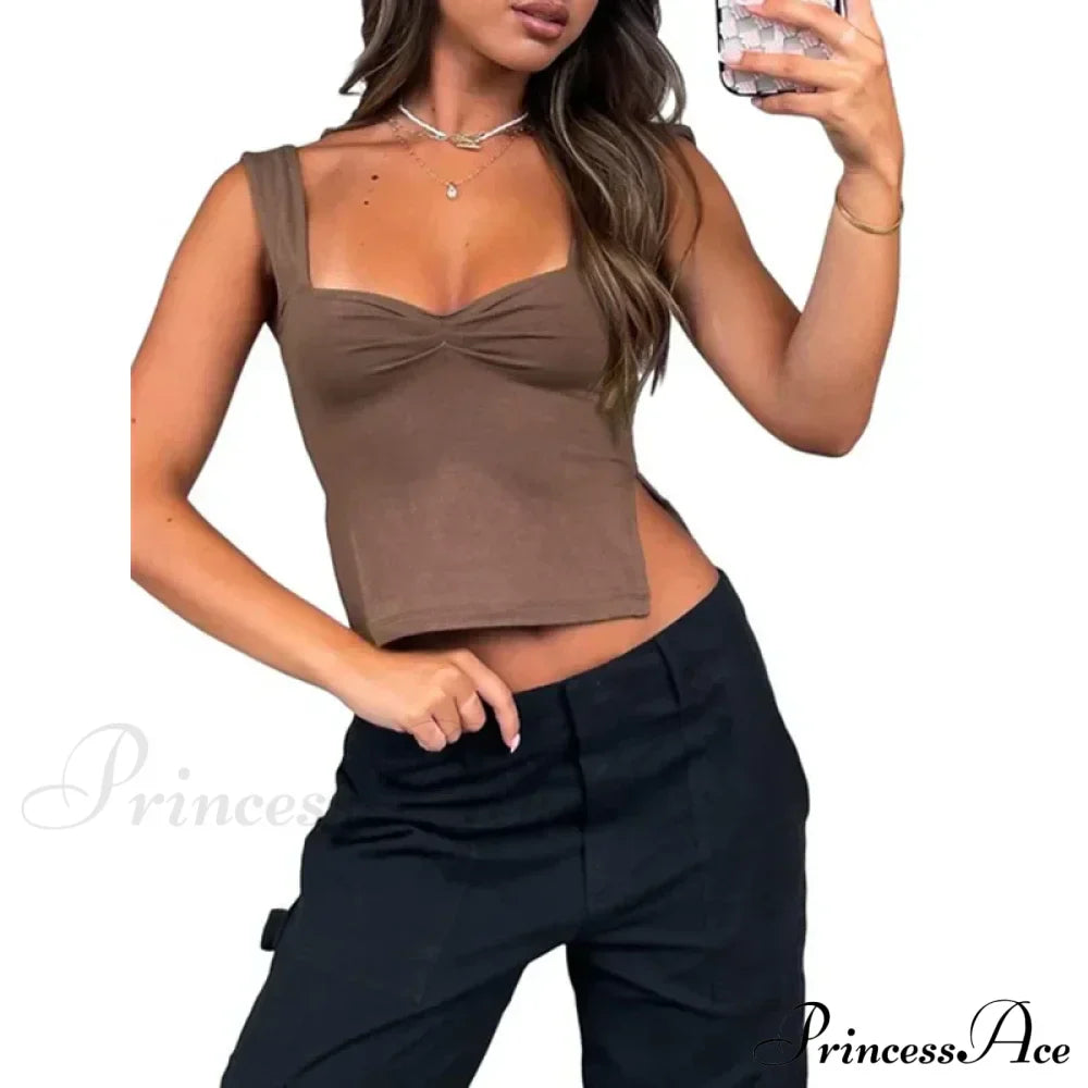 Women Color Casual Basics Camisoles Sleeveless Sling Summer Slim Fit Exposed Navel Vests Crops Streetwear Tank top image 10