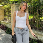 Women Color Casual Basics Camisoles Sleeveless Sling Summer Slim Fit Exposed Navel Vests Crops Streetwear Tank top image 12