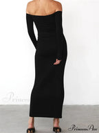 Women Elegant Slash Neck Off-shoulder Solid Color Slim Fit Fall Cocktail Party Female Vestidos image 4