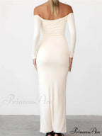 Women Elegant Slash Neck Off-shoulder Solid Color Slim Fit Fall Cocktail Party Female Vestidos image 2