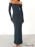 Women Elegant Slash Neck Off-shoulder Solid Color Slim Fit Fall Cocktail Party Female Vestidos image 5