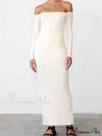 Women Elegant Slash Neck Off-shoulder Solid Color Slim Fit Fall Cocktail Party Female Vestidos image 1