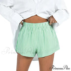 Women Gingham Boxer Striped Elastic High Waist Pajama Plaid Printed Button Lounge Short image 8