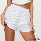 Women Gingham Boxer Striped Elastic High Waist Pajama Plaid Printed Button Lounge Short image 5
