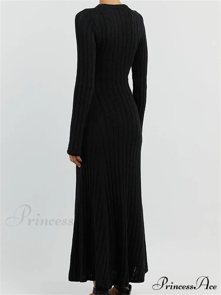 Women Knitted Ribbed Casual Spring Autumn Sleeve Party Beach Cocktail Club Vestidos Streetwear image 5