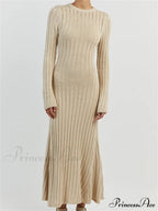 Women Knitted Ribbed Casual Spring Autumn Sleeve Party Beach Cocktail Club Vestidos Streetwear image 2