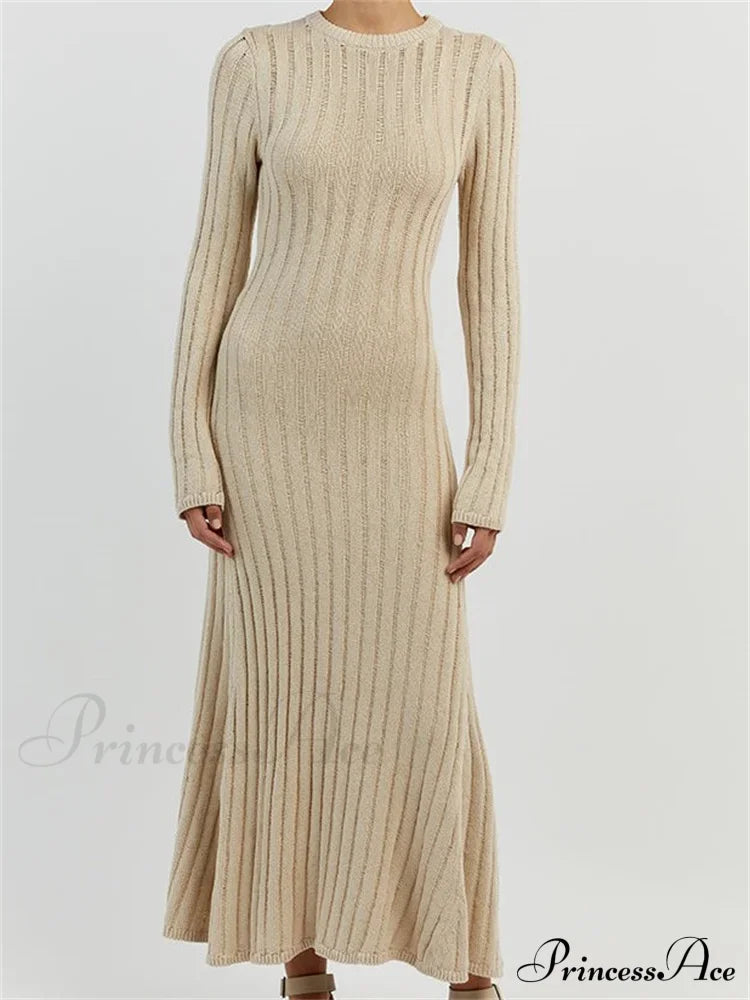 Women Knitted Ribbed Casual Spring Autumn Sleeve Party Beach Cocktail Club Vestidos Streetwear image 1