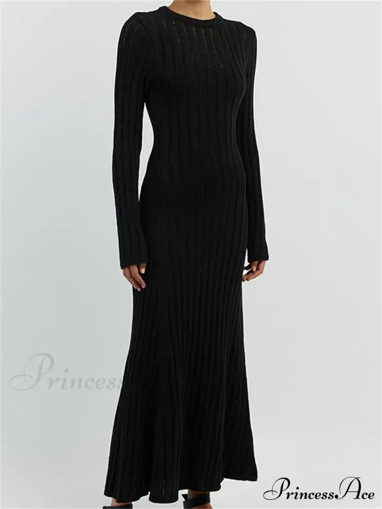 Women Knitted Ribbed Casual Spring Autumn Sleeve Party Beach Cocktail Club Vestidos Streetwear image 6