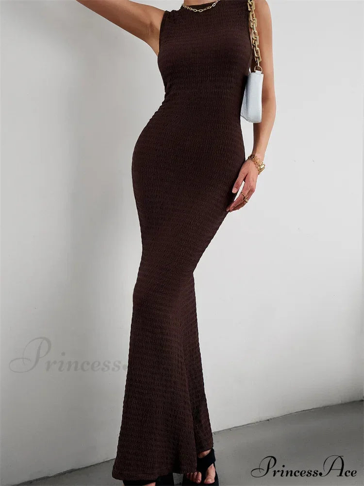 Women Knitted Sleeveless Round Neck Solid Color Slim Fit Ruched Tank Cocktail Party Female Vestidos image 6