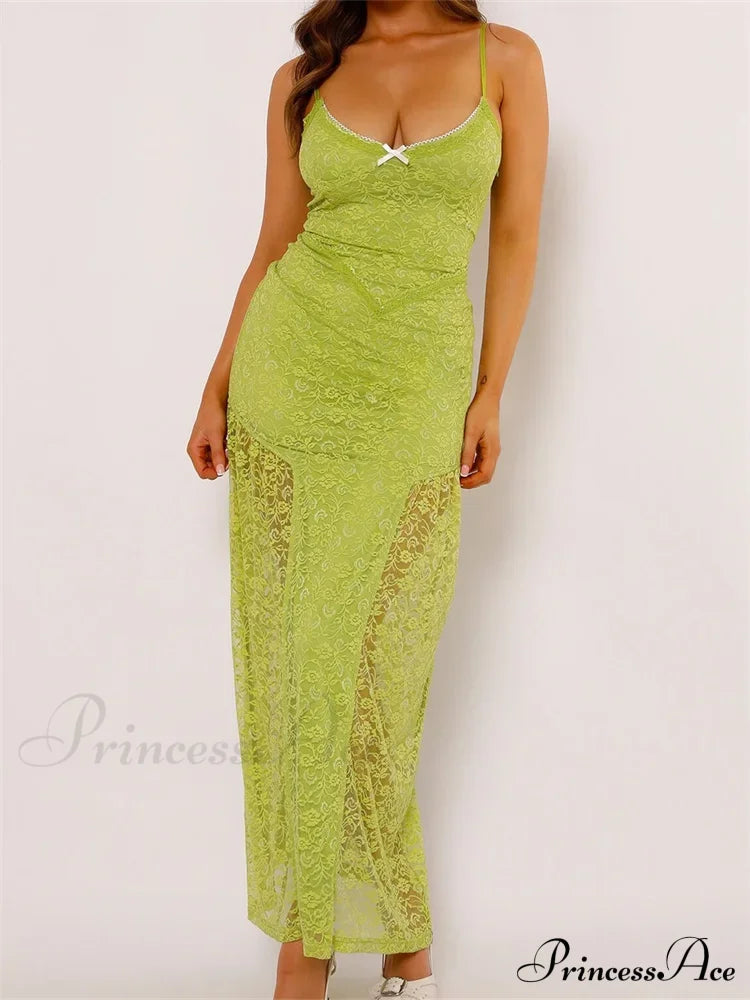 Women Lace V-neck Low Cut Sleeveless Spaghetti Strap Solid Color Bodycon Elegant Party Vestidos image 2