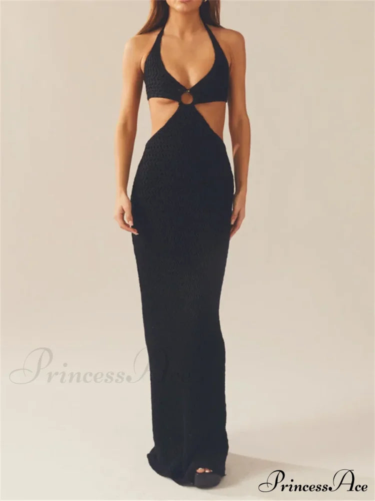 Women Party Hollow Out Maxi Dress image 5