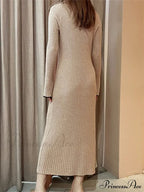 Women Ribbed Knitted Flare Sleeve Lapel Solid Color Party Going Out Female Vestidos Streetwear image 2