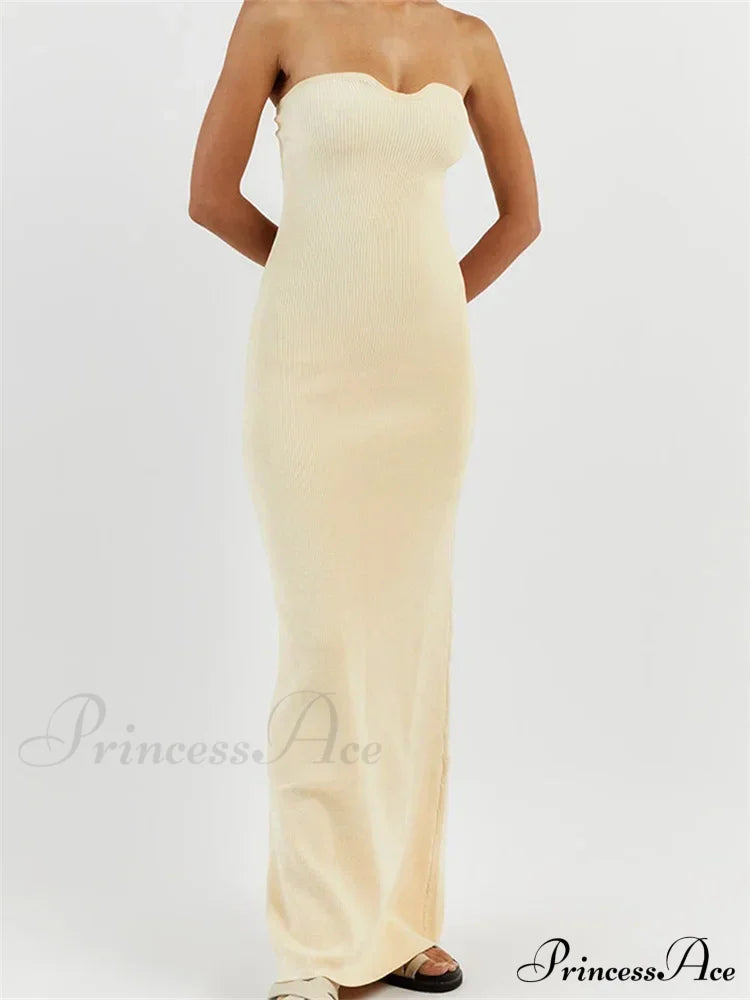 Women Ribbed Tube Summer Knitted Strapless Backless Sleeveless Solid Color Bodycon Party Vestidos image 4