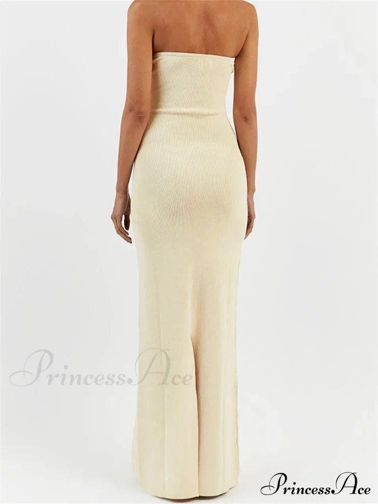 Women Ribbed Tube Summer Knitted Strapless Backless Sleeveless Solid Color Bodycon Party Vestidos image 6