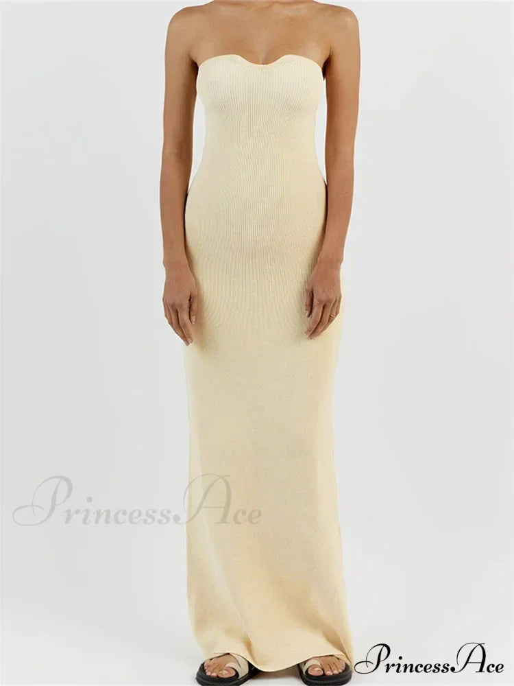 Women Ribbed Tube Summer Knitted Strapless Backless Sleeveless Solid Color Bodycon Party Vestidos image 7