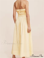 Women Ruched Strapless Tube Solid Summer Backless Party A-Line for Cocktail Streetwear Aesthetic Vestidos image 4
