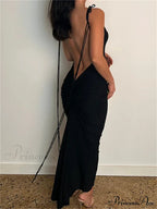Women Sexy Backless Ruched Adjustable Lace-up Strap Slim Elegant Solid Party Female Vestido Clubwear image 5