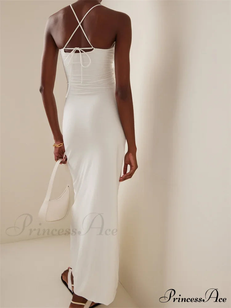 Women Sexy Halter Hollow Out Y2K Off Shoulder Backless Slim 3D Flowers Vestidos Night Party Clubwear image 6