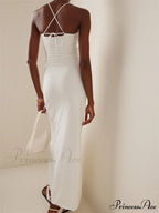 Women Sexy Halter Hollow Out Y2K Off Shoulder Backless Slim 3D Flowers Vestidos Night Party Clubwear image 6
