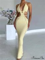 Women Sexy Knitted Cut Out Spaghetti Strap Halter Backless Club Party Y2K Female Vestidos Streetwear image 6