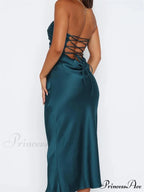 Women Sexy Strapless Backless Low Cut Off Shoulder Tube Party Satin Female Vestidos Streetwear image 6