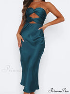 Women Sexy Strapless Backless Low Cut Off Shoulder Tube Party Satin Female Vestidos Streetwear image 5