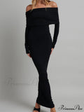 Women Slash Neck Off Shoulder Party Formal Spring Autumn Sleeve Slim Solid Female Vestidos image 5