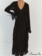 Women Sleeve Loose Casual V Neck Mesh See Through Party Beach Cocktail Club Vestidos Streetwear image 7