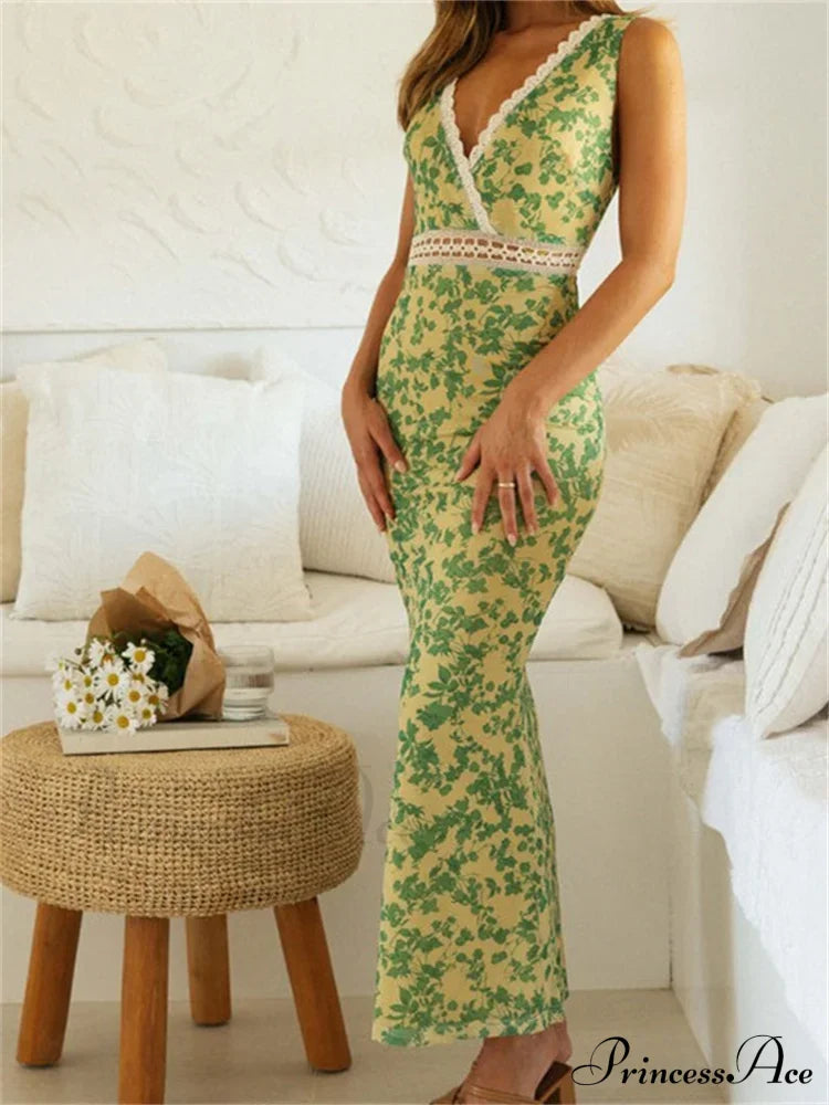 Women Sleeveless Lace Trim Tank Summer Floral Print Party for Cocktail Beach Club Vestido Streetwear image 3
